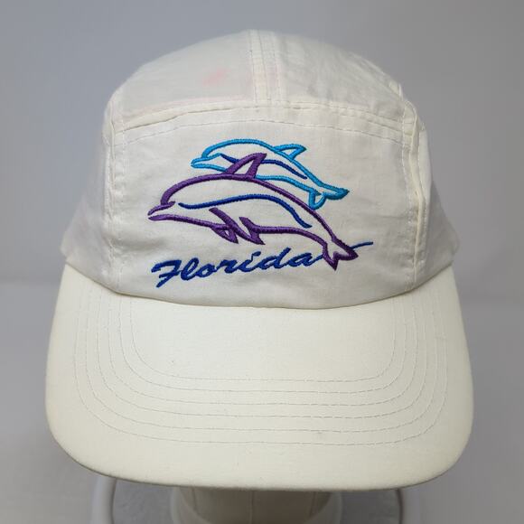Dolphins Florida 5 Panel Cap White One Size Stretchable Distinctive Headwear - Picture 2 of 9